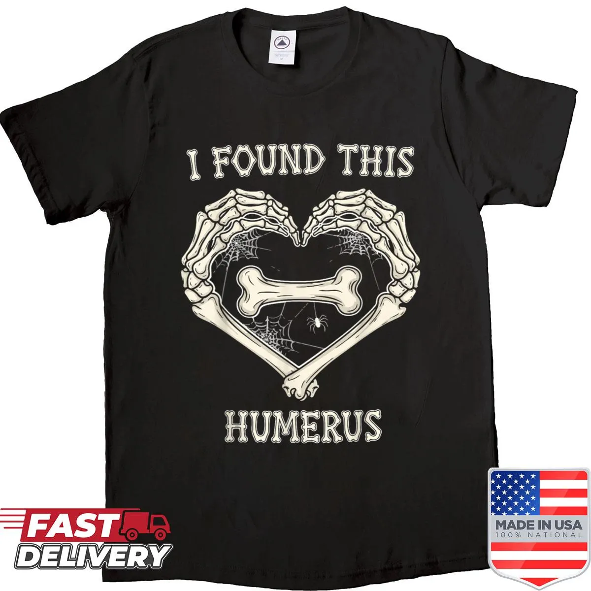 Halloween t-shirt with a humorous skeleton design and punny phrase