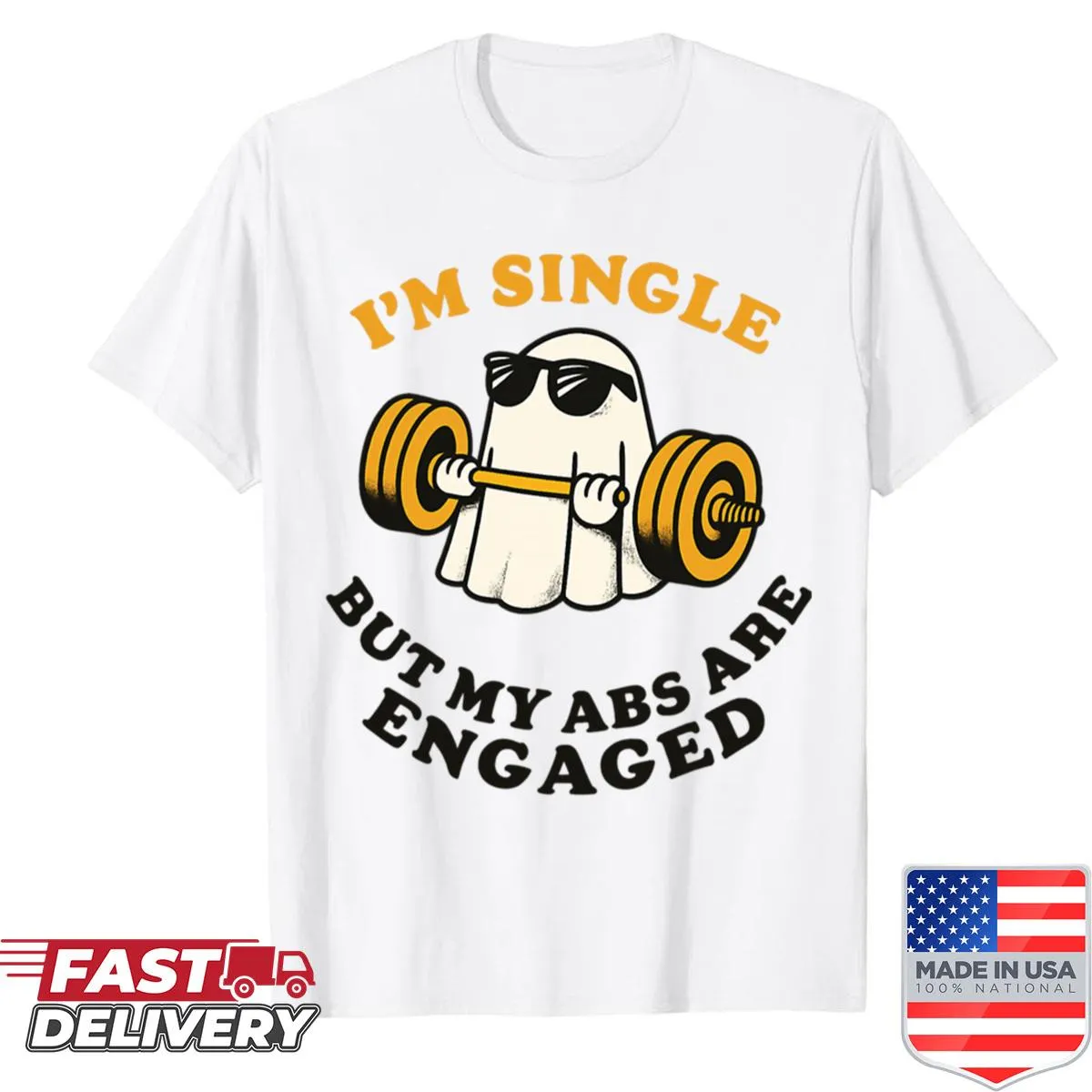 Funny gym shirt with Halloween designs and text
