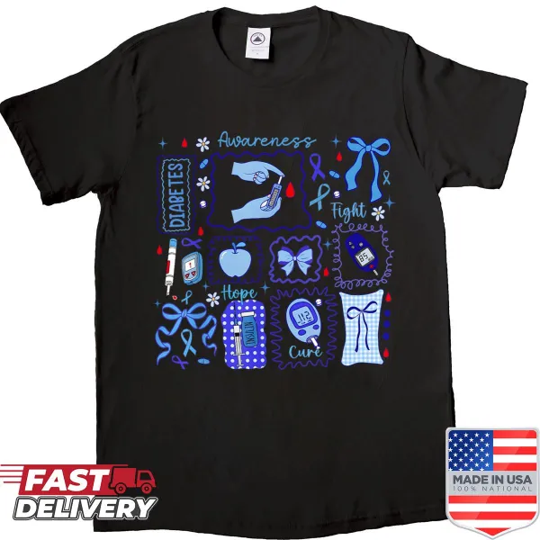 Design featuring blue elements for diabetes awareness