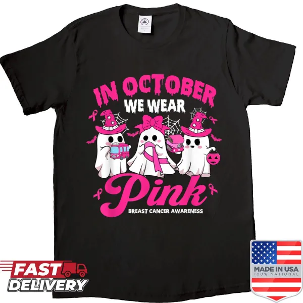 Bus driver shirt for breast cancer awareness with 'In October We Wear Pink'