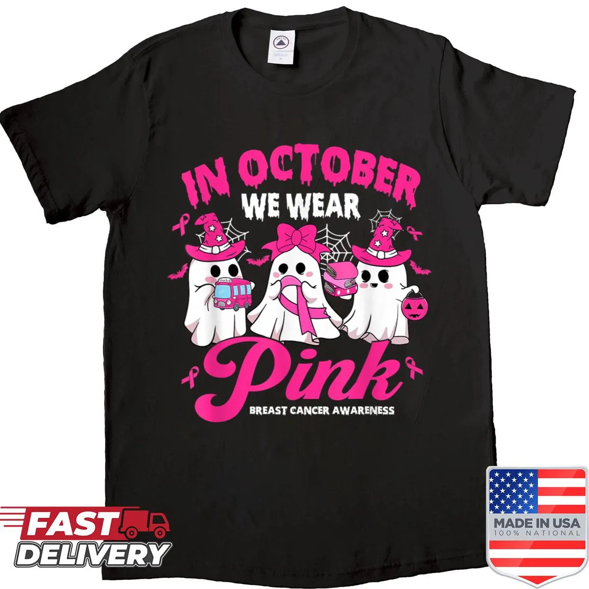 Bus driver shirt for breast cancer awareness with 'In October We Wear Pink'