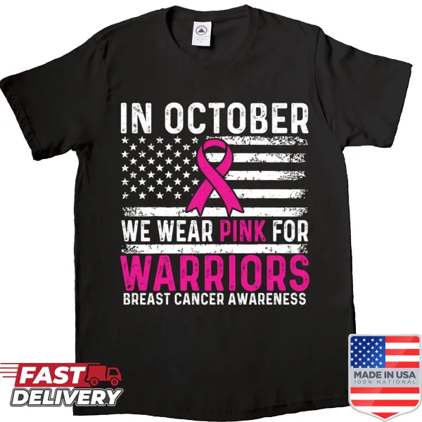 Illustrative shirt promoting breast cancer awareness with a pink theme