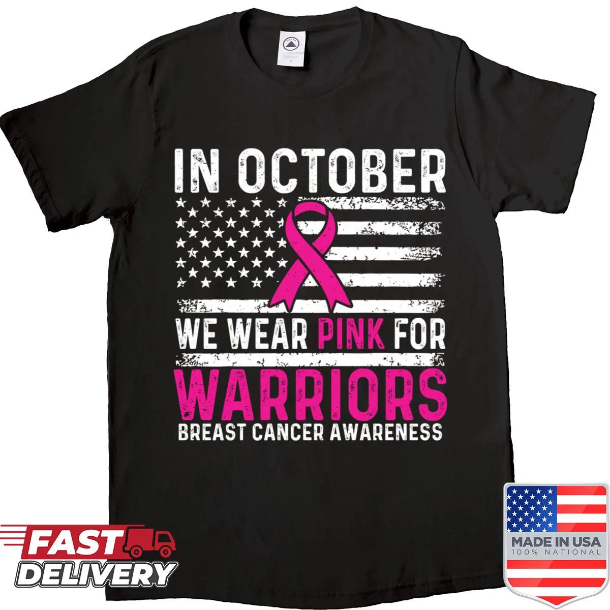 Illustrative shirt promoting breast cancer awareness with a pink theme