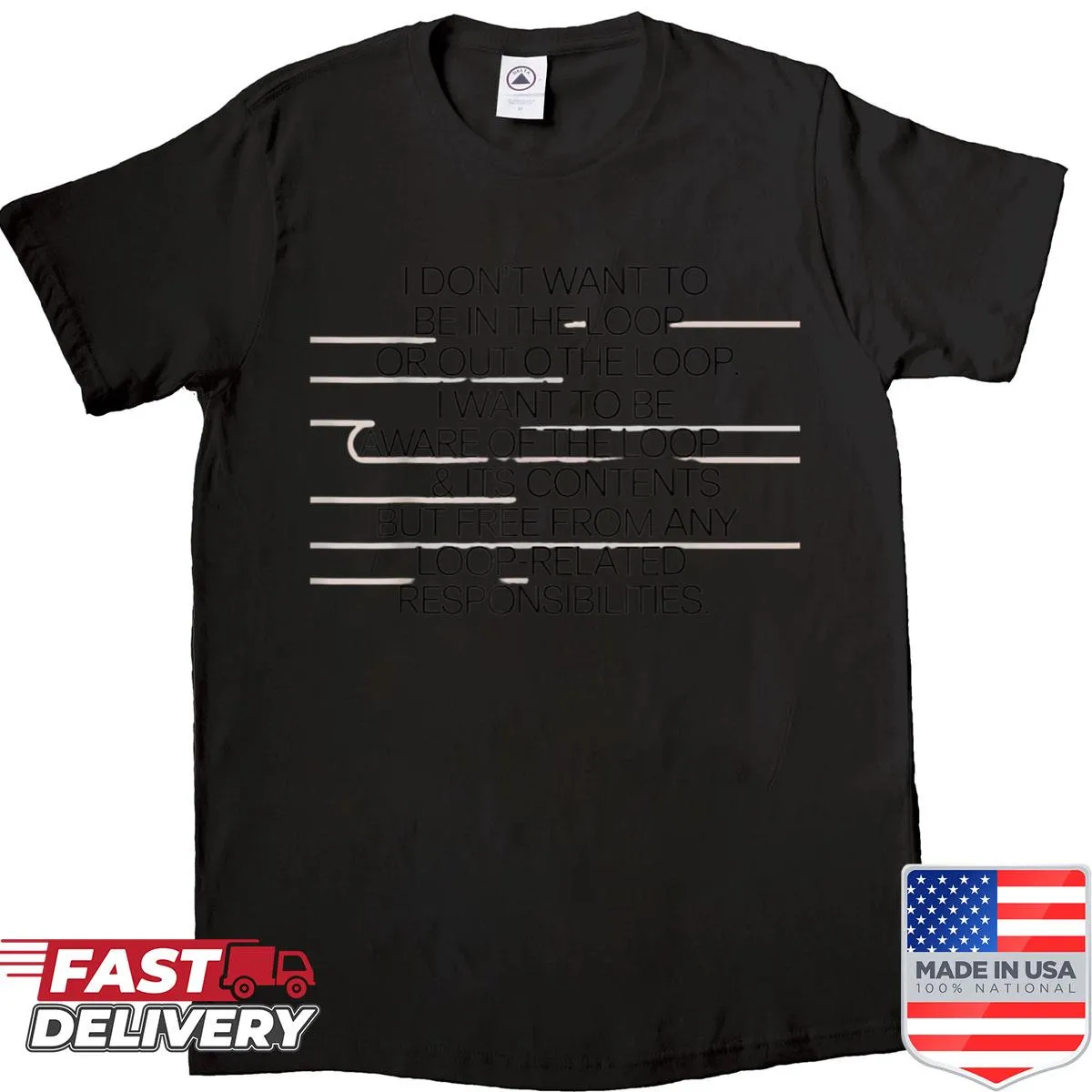 Shirt with In The Loop awareness design for meaningful conversations
