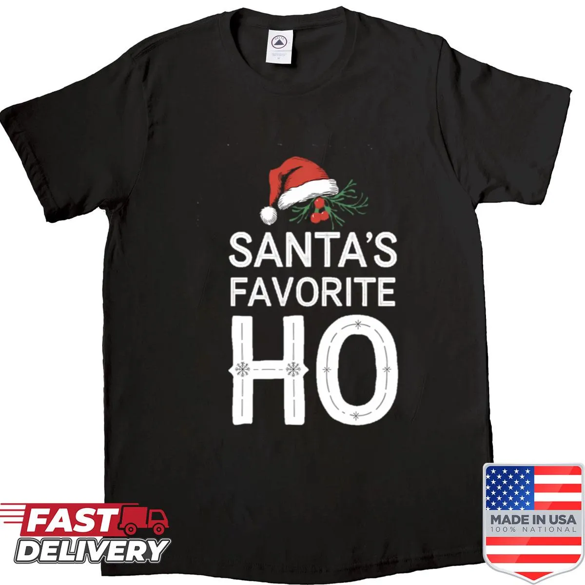 Naughty Christmas shirt with bold typography design