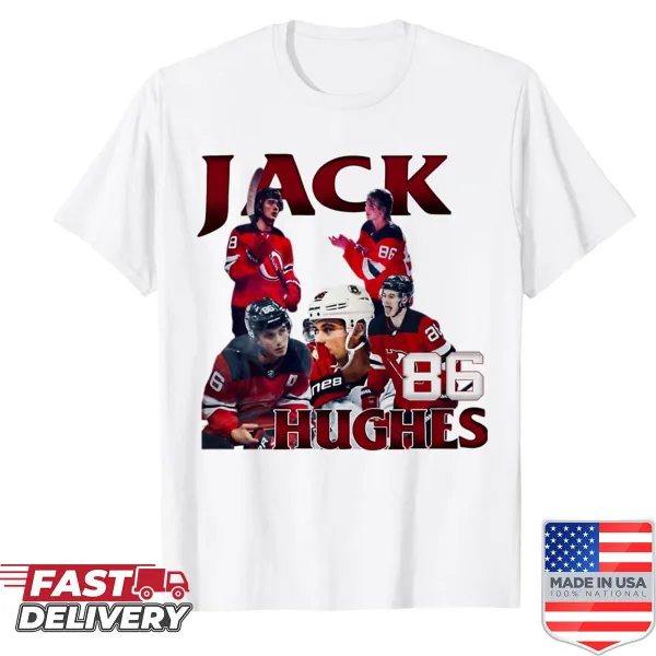 Oversized shirt featuring graphic tribute to Jack Hughes