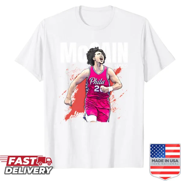 Sport-themed shirt featuring Jared Mccain's rookie tribute
