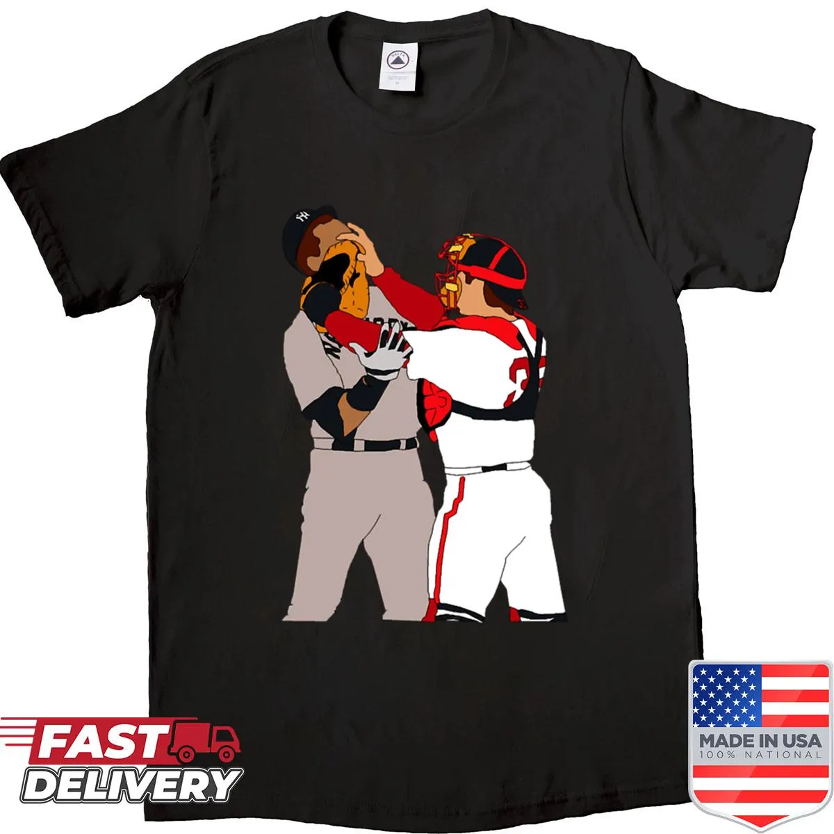 Commemorative shirt featuring Varitek and Rodriguez brawl design