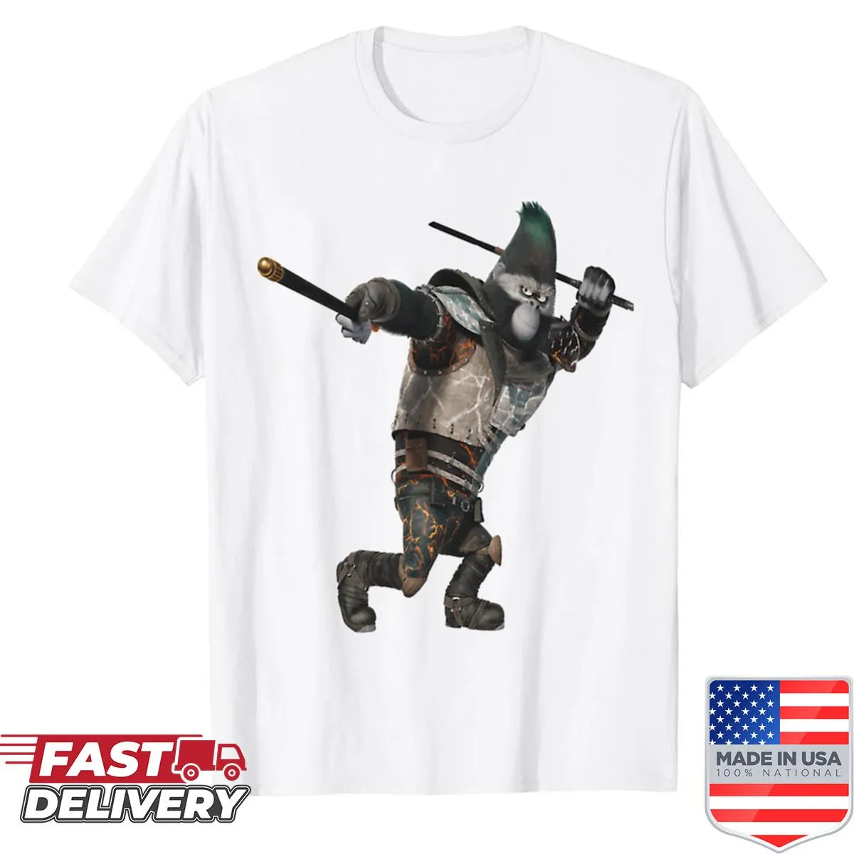 Graphic of Johnny from Sing 2 on a t-shirt, showcasing his character.