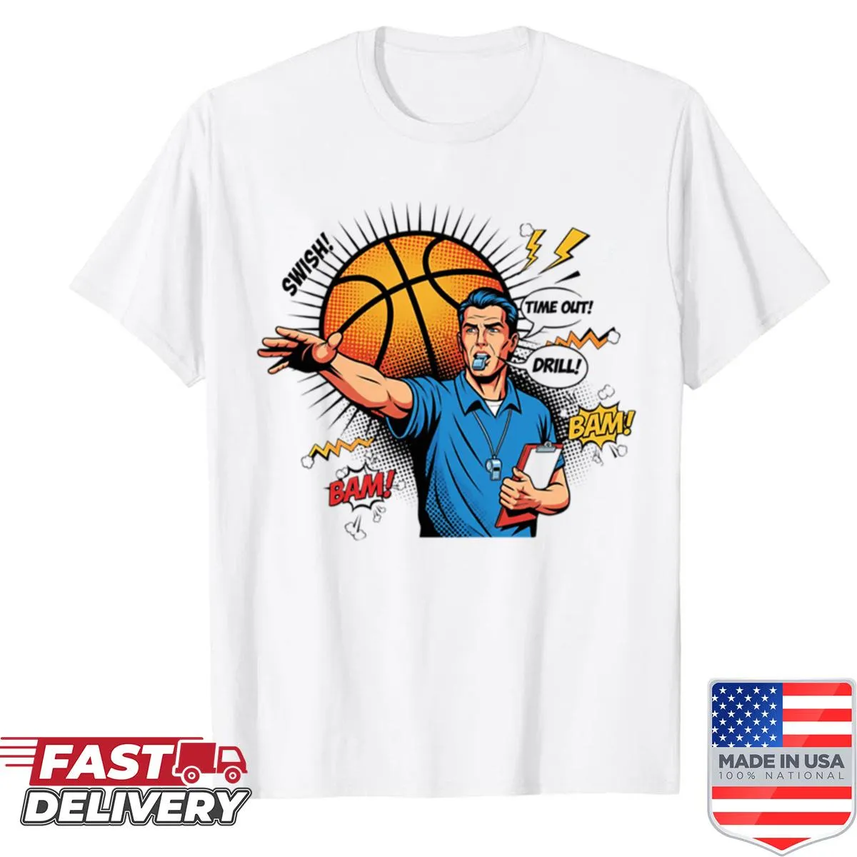 Shirt celebrating basketball coaches and their teams