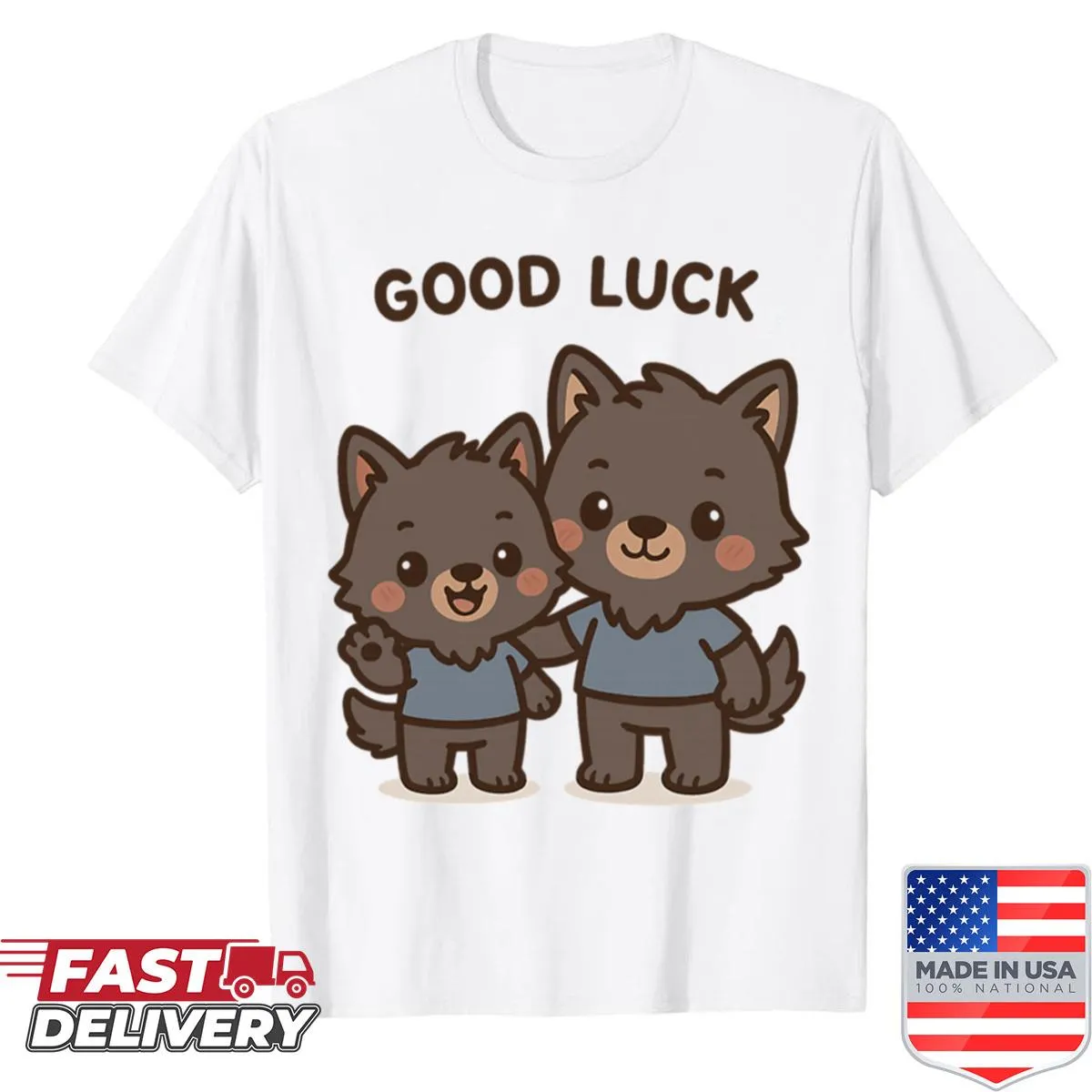 Cute illustration of kawaii werewolves on a shirt