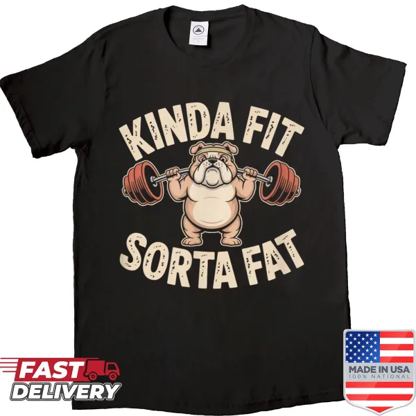 Retro shirt with bulldog graphic and funny fitness quote