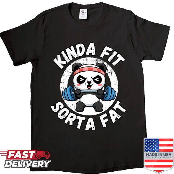 Funny gym shirt featuring panda and retro fitness slogan