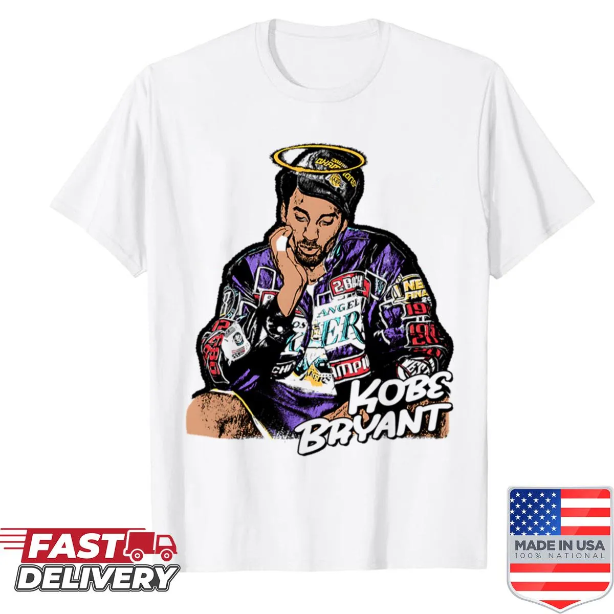 Angel design honoring Kobe Bryant on a shirt