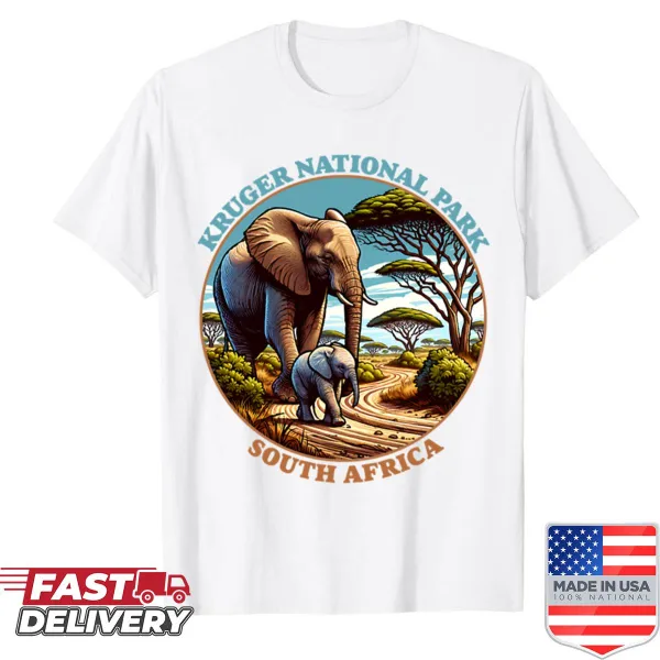 Illustrative shirt showcasing Kruger National Park's wildlife and landscapes
