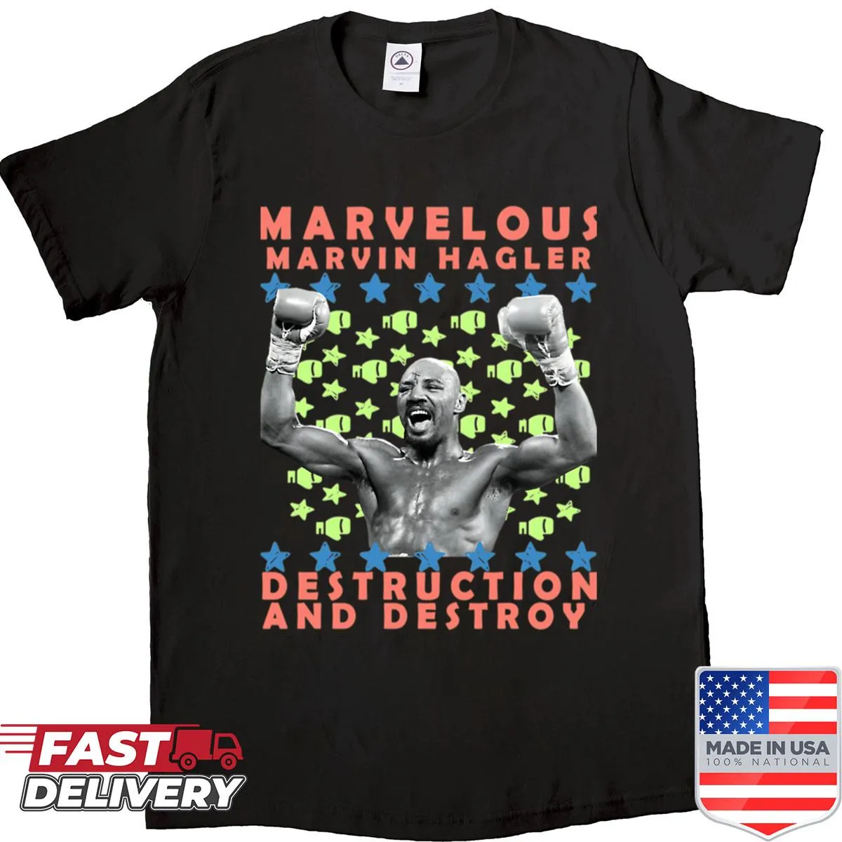 Retro boxing champion design on an 80s vintage shirt