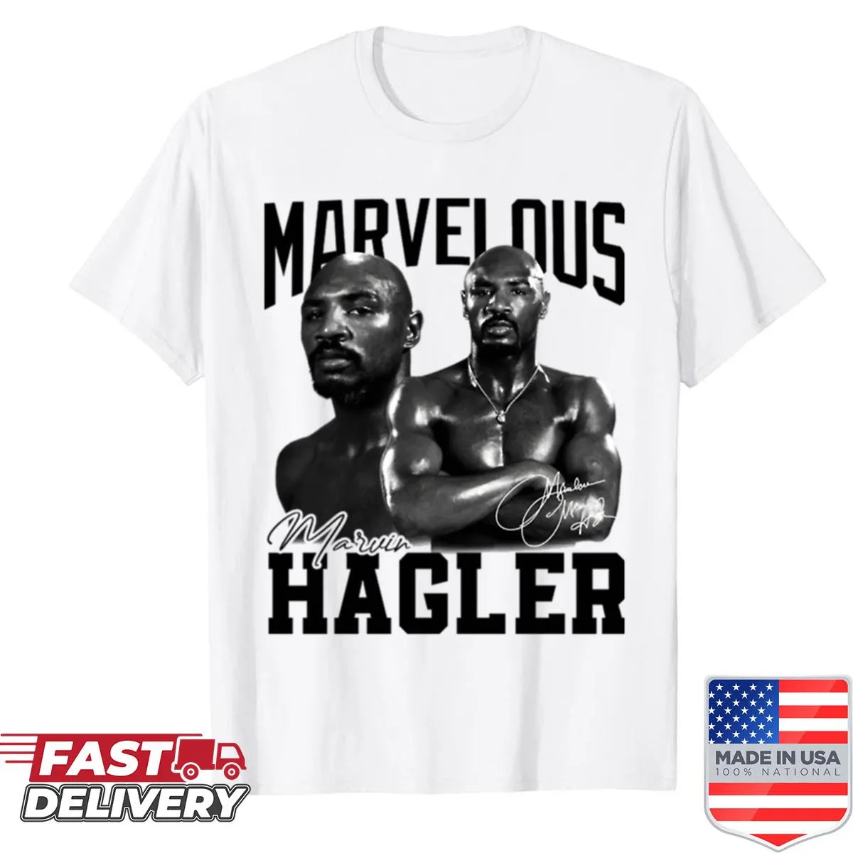 Retro boxing t-shirt featuring champion text and fighter illustration