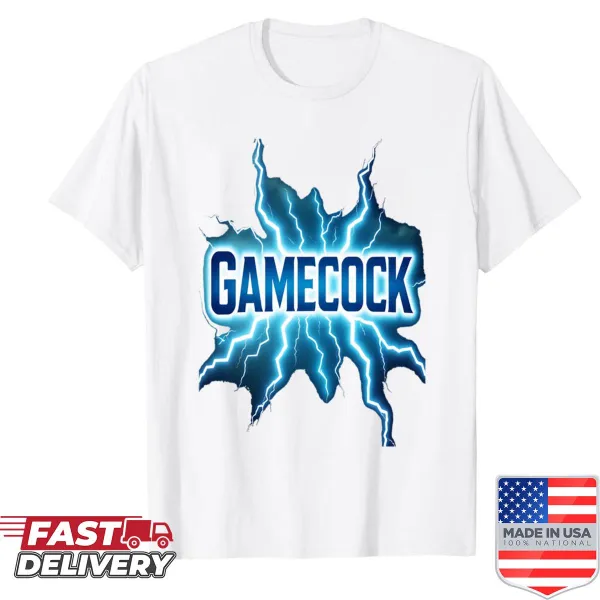 Oversized shirt with a dynamic lightning bolt Gamecock design.