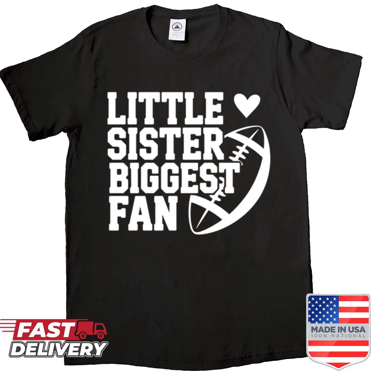 Oversized shirt with 'Biggest Fan' text for little sisters