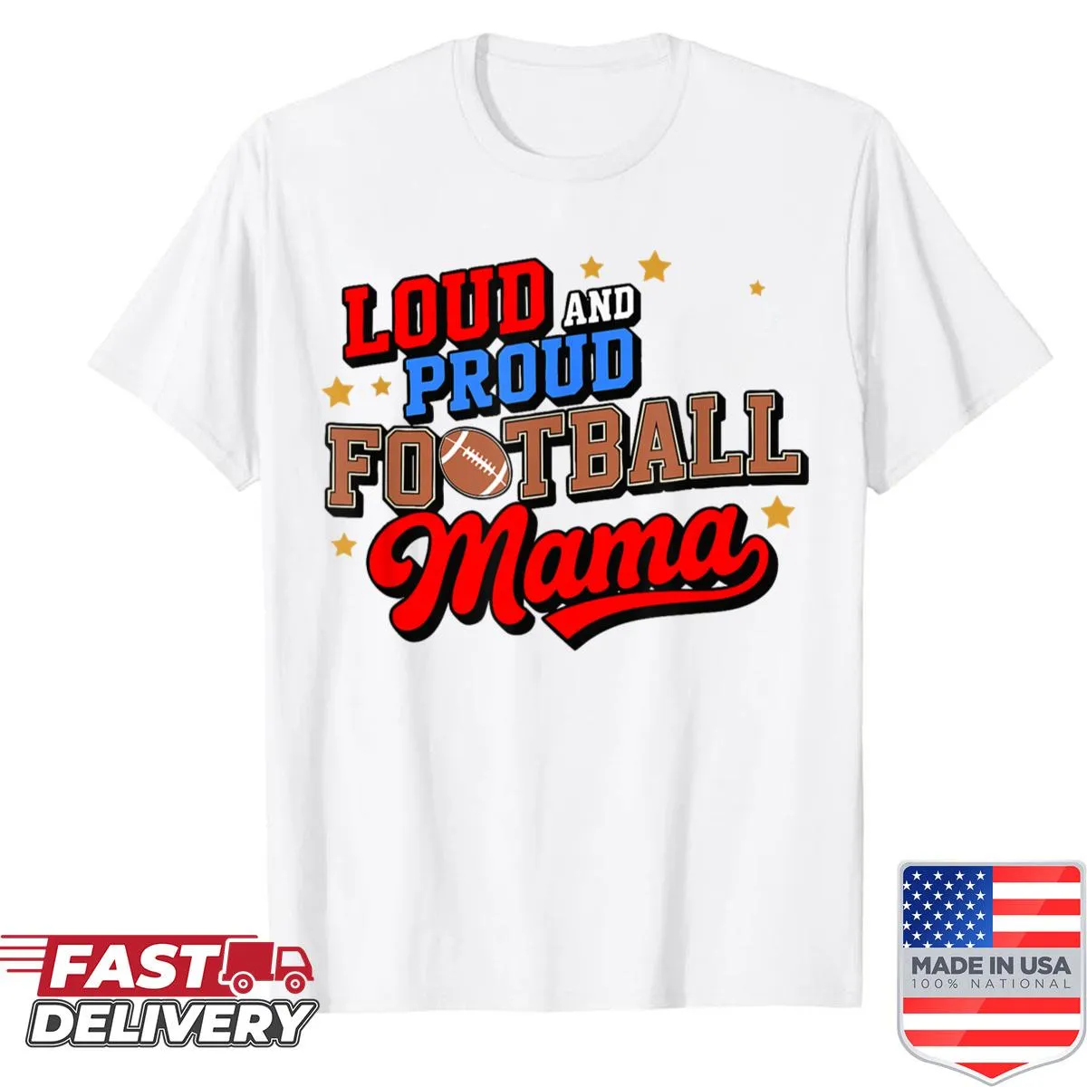 Football mama T-shirt with bold typography design