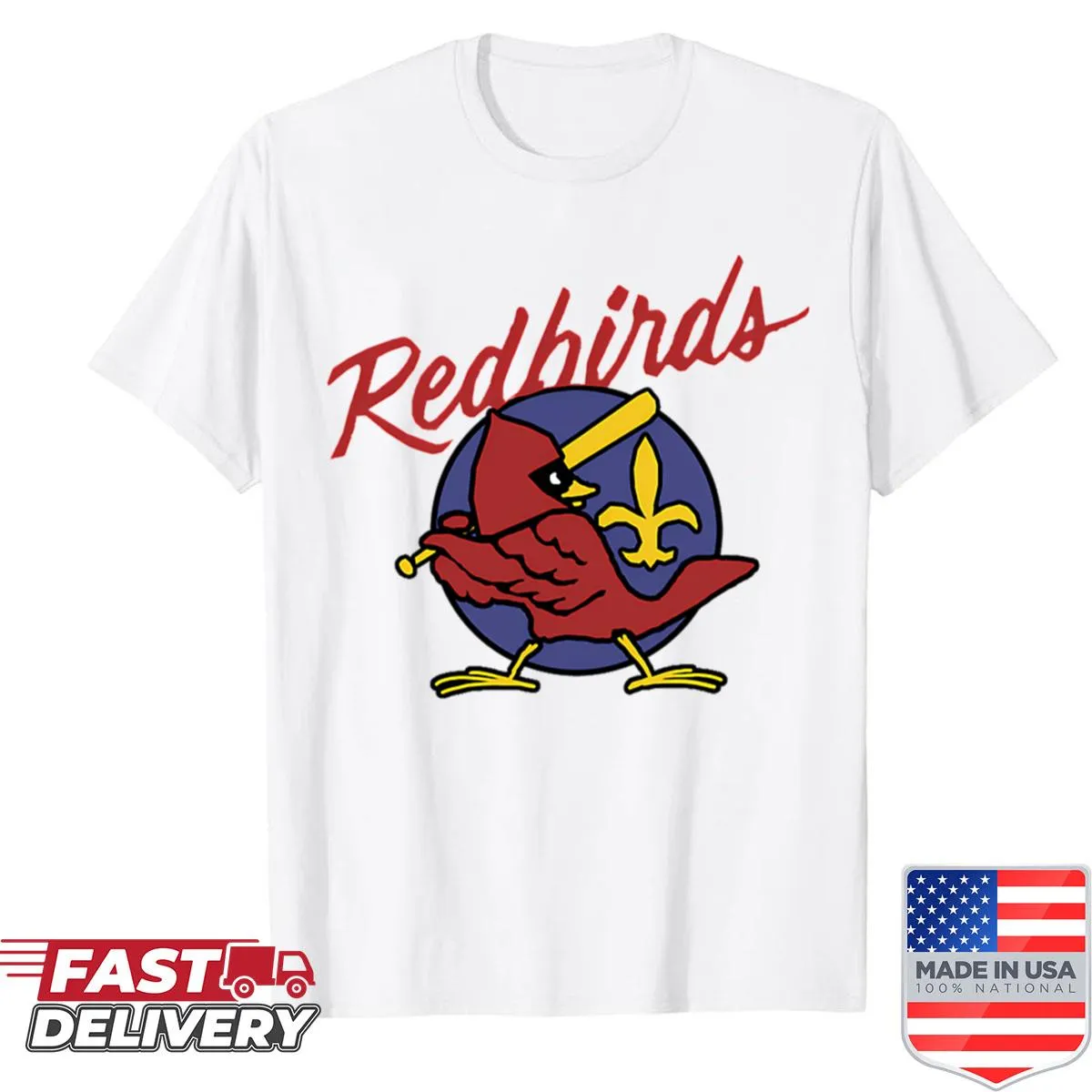 Vintage style t-shirt featuring the Louisville Redbirds logo