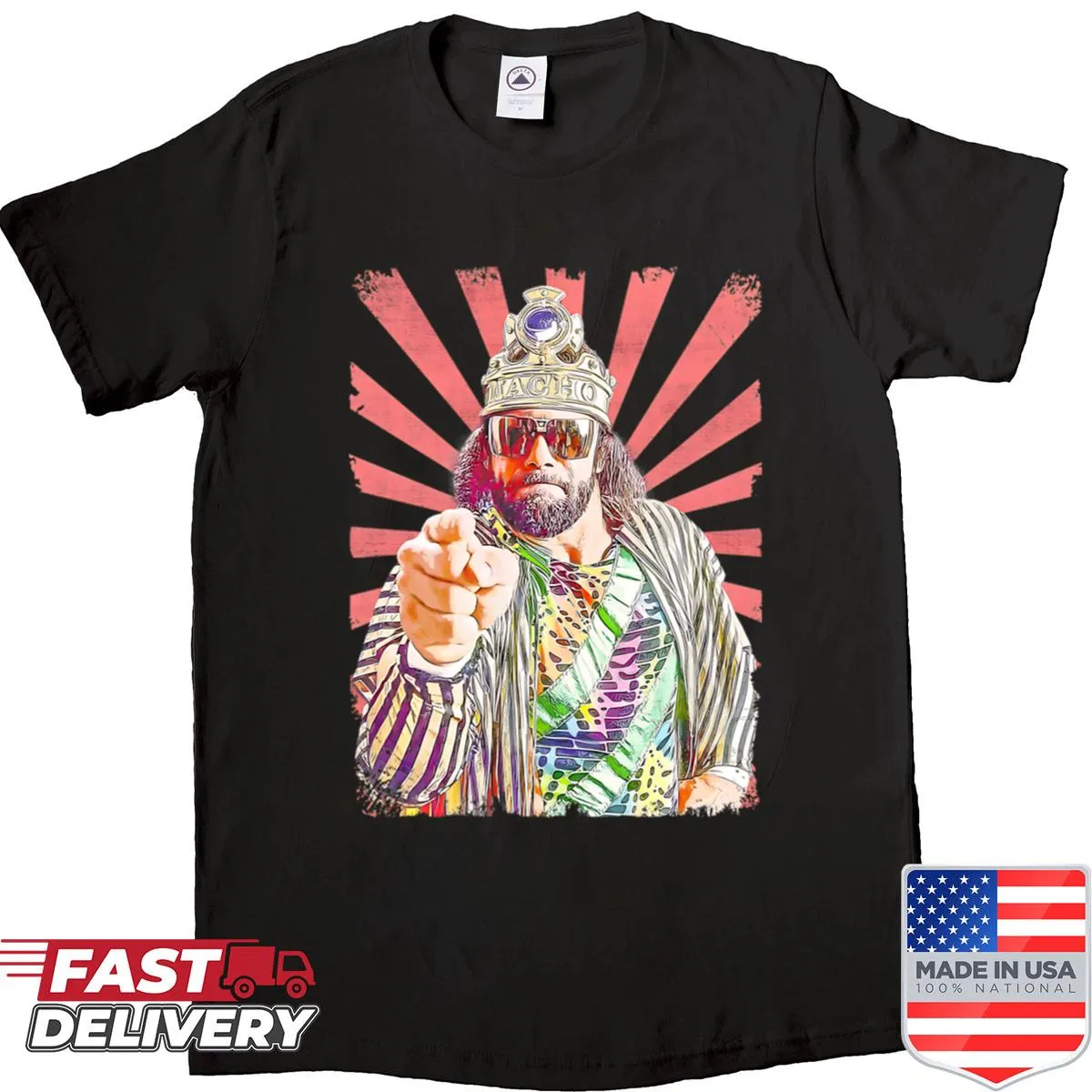 Vintage Macho King wrestling fan shirt with pointing finger
