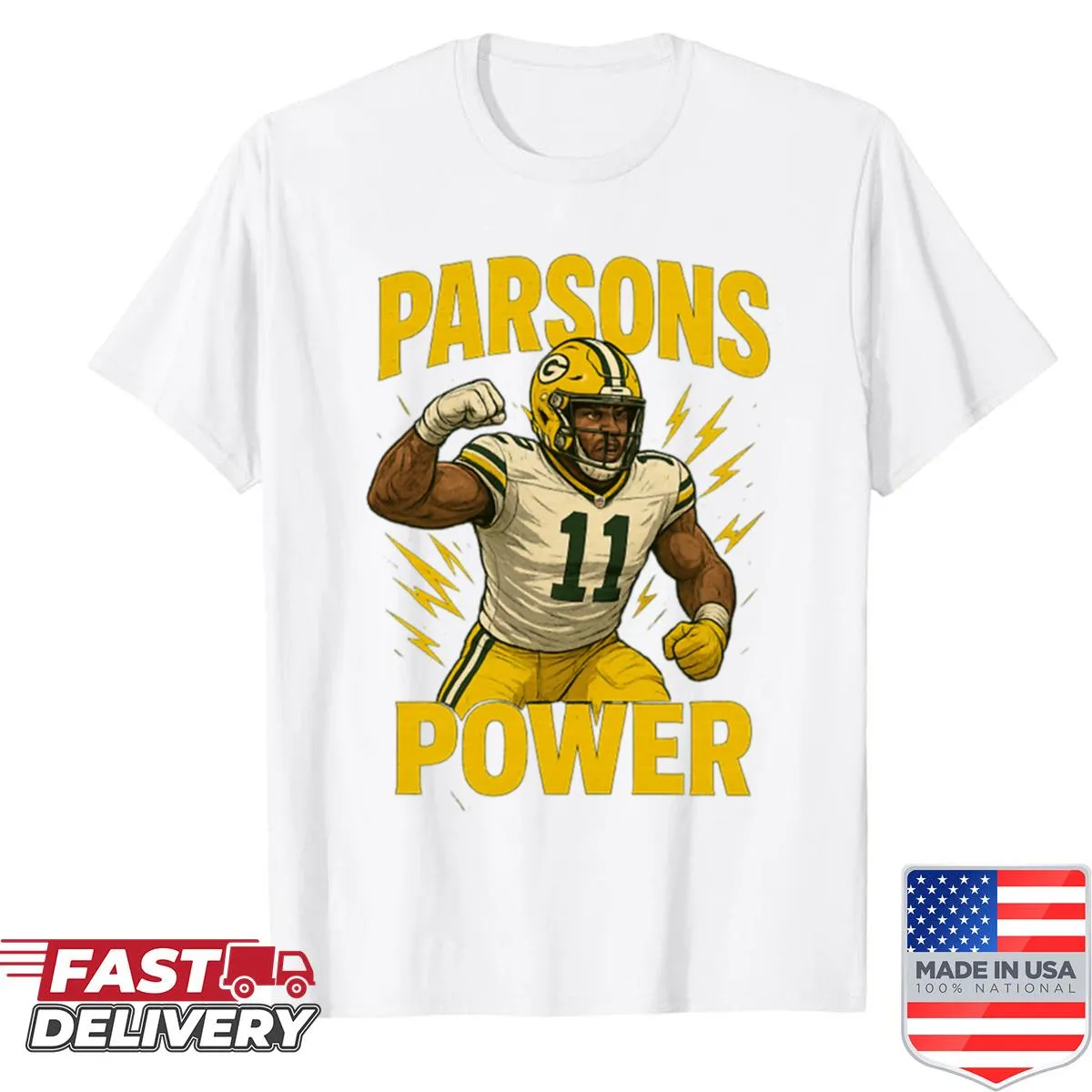 Cartoon style shirt featuring Micah Parsons and Green Bay Packers