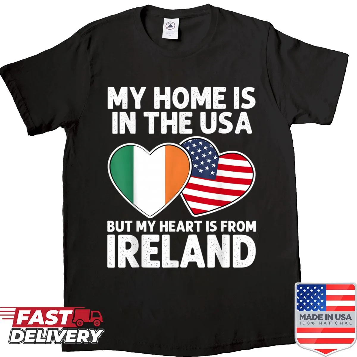 Irish American pride shirt with USA and Ireland flag design