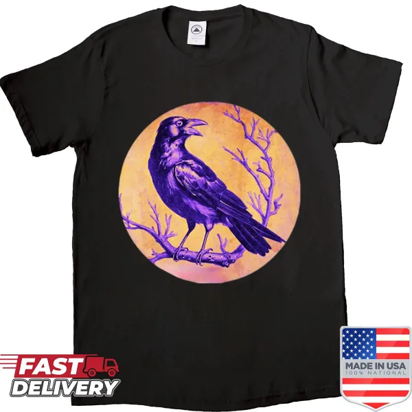 Shirt featuring a mystical raven on a golden branch