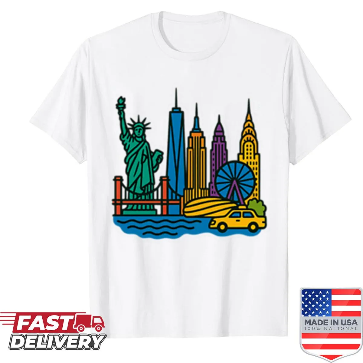 Pop art New York City skyline shirt designed by Fjoris