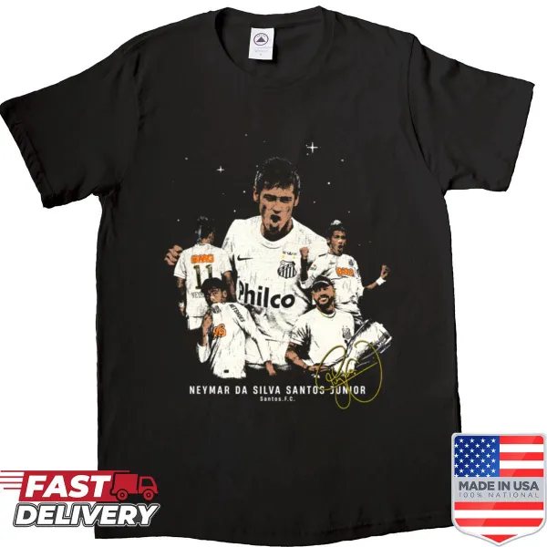 Illustration of Neymar on a t-shirt, celebrating football talent
