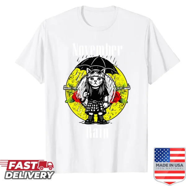 Typographic November Rain design on a shirt