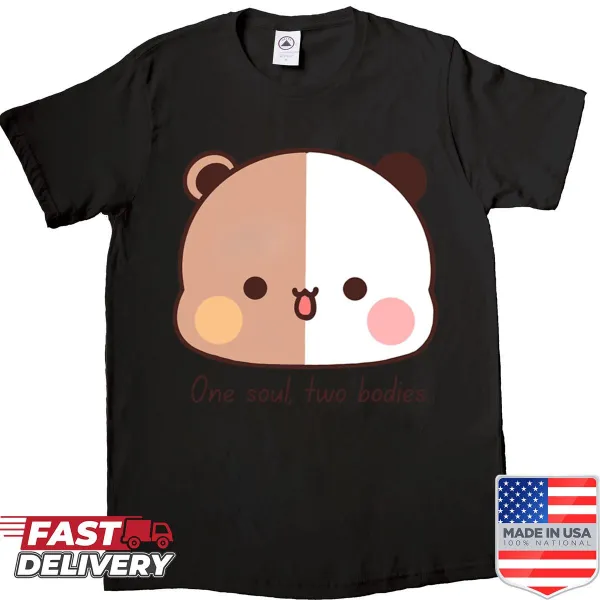 Cute T-shirt depicting Dudu Bear and Bubu Panda in love