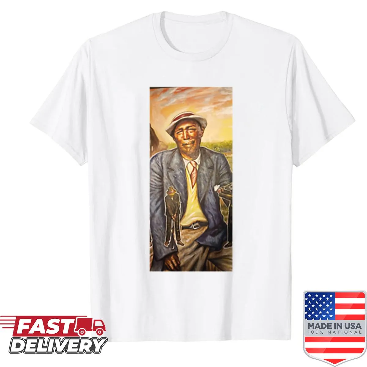 Vintage illustration of Oscar Bunn, the first Native American golfer