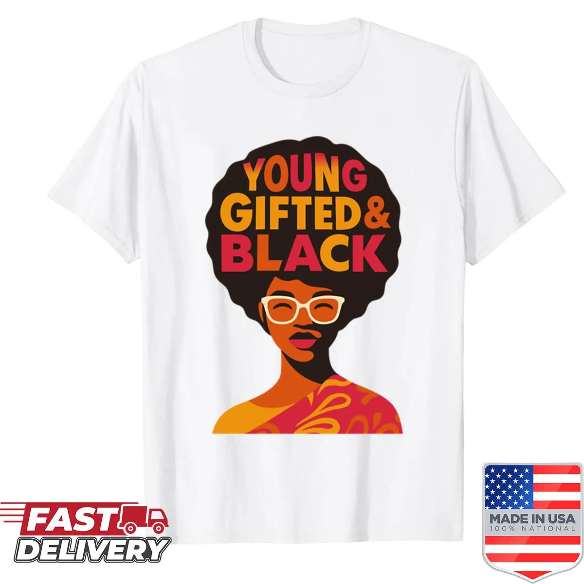 Afrocentric shirt with bold gradient empowerment design