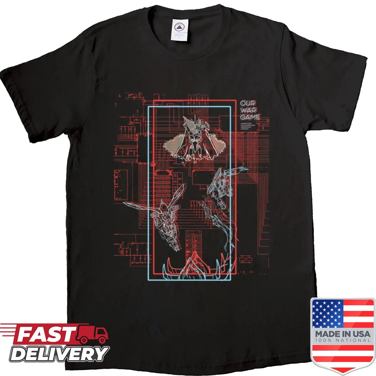 Bold gaming shirt with the phrase 'Our War Game'