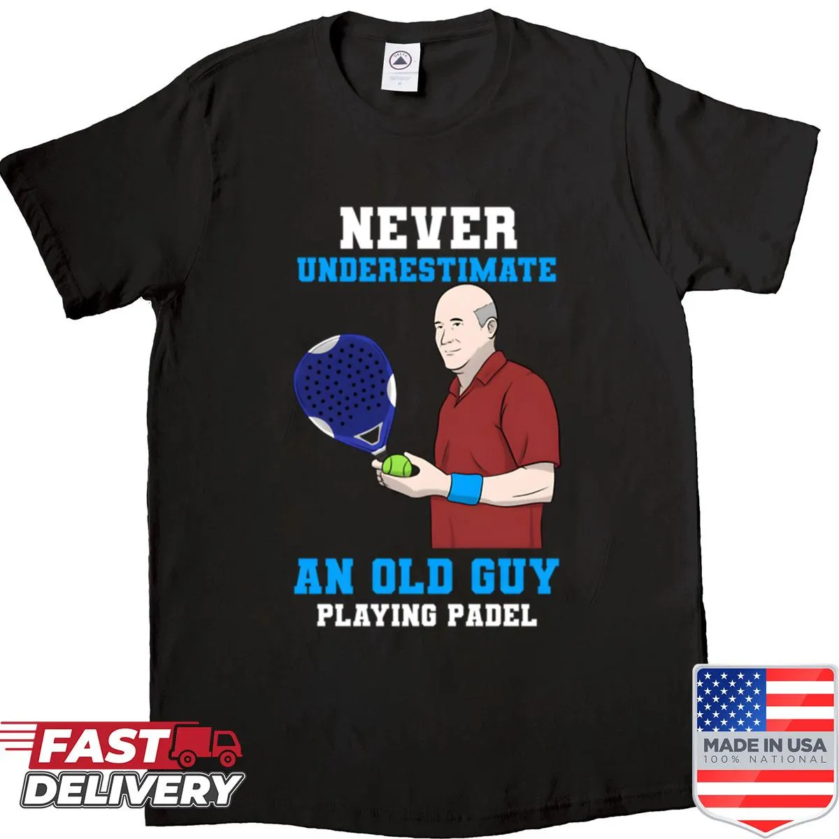 Humorous padel-themed shirt with fun illustration