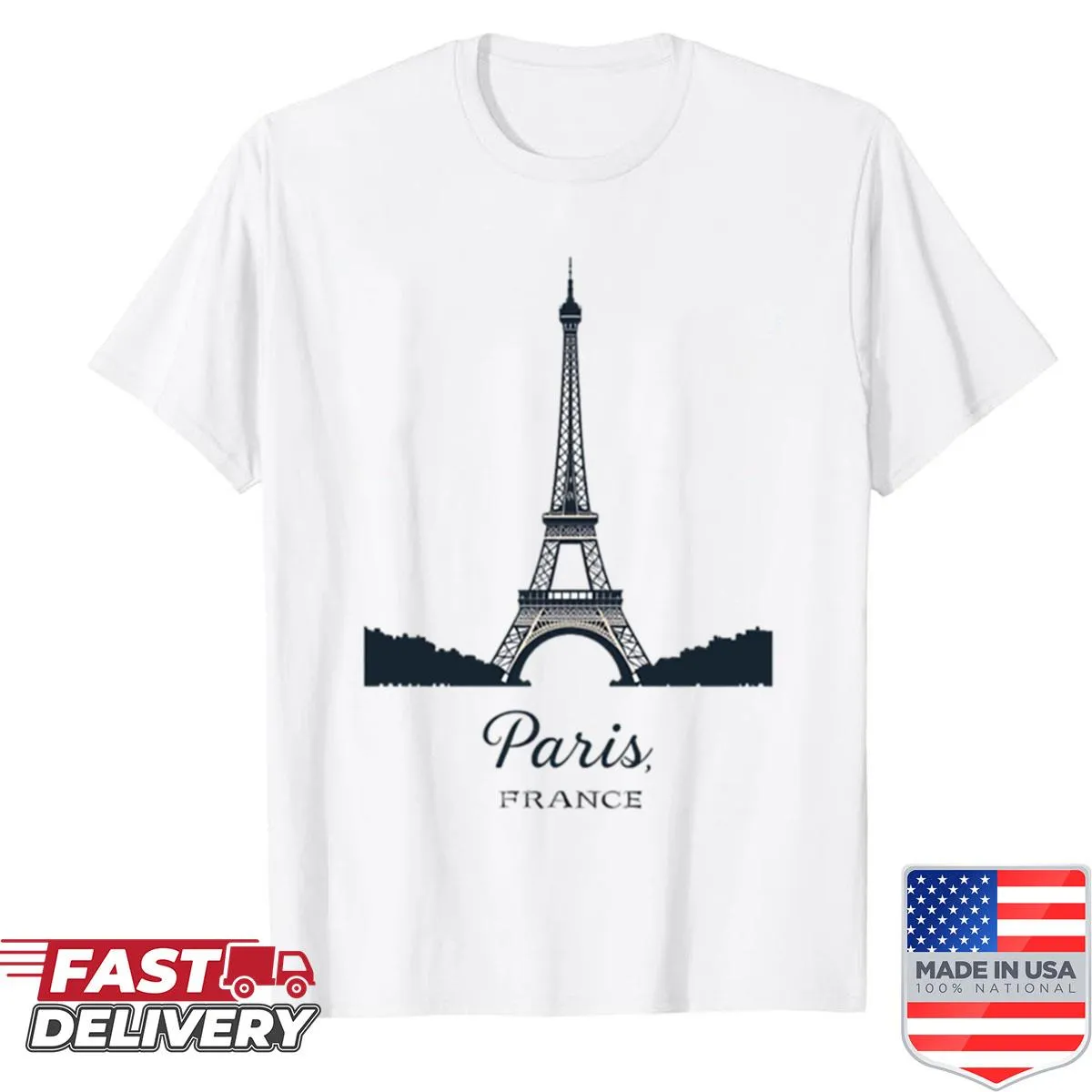Minimalist shirt with an illustration of the Eiffel Tower