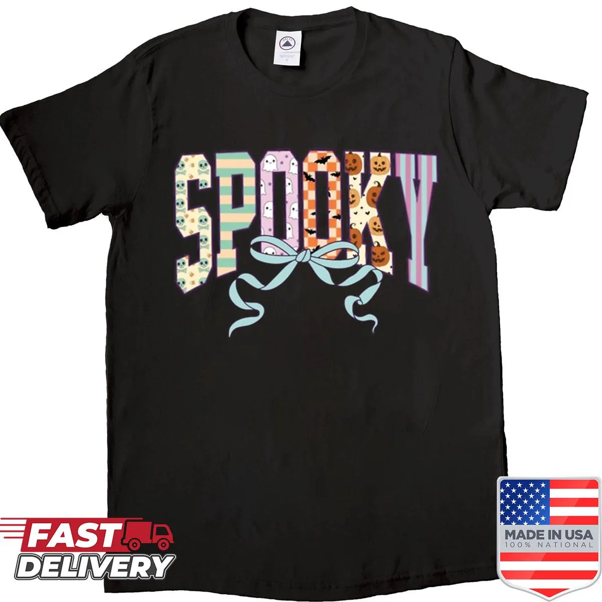 Pastel goth shirt with spooky graphics