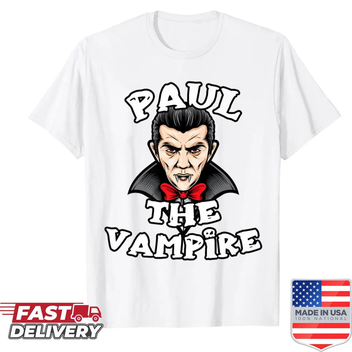 Charming vampire illustration for Halloween on a t-shirt