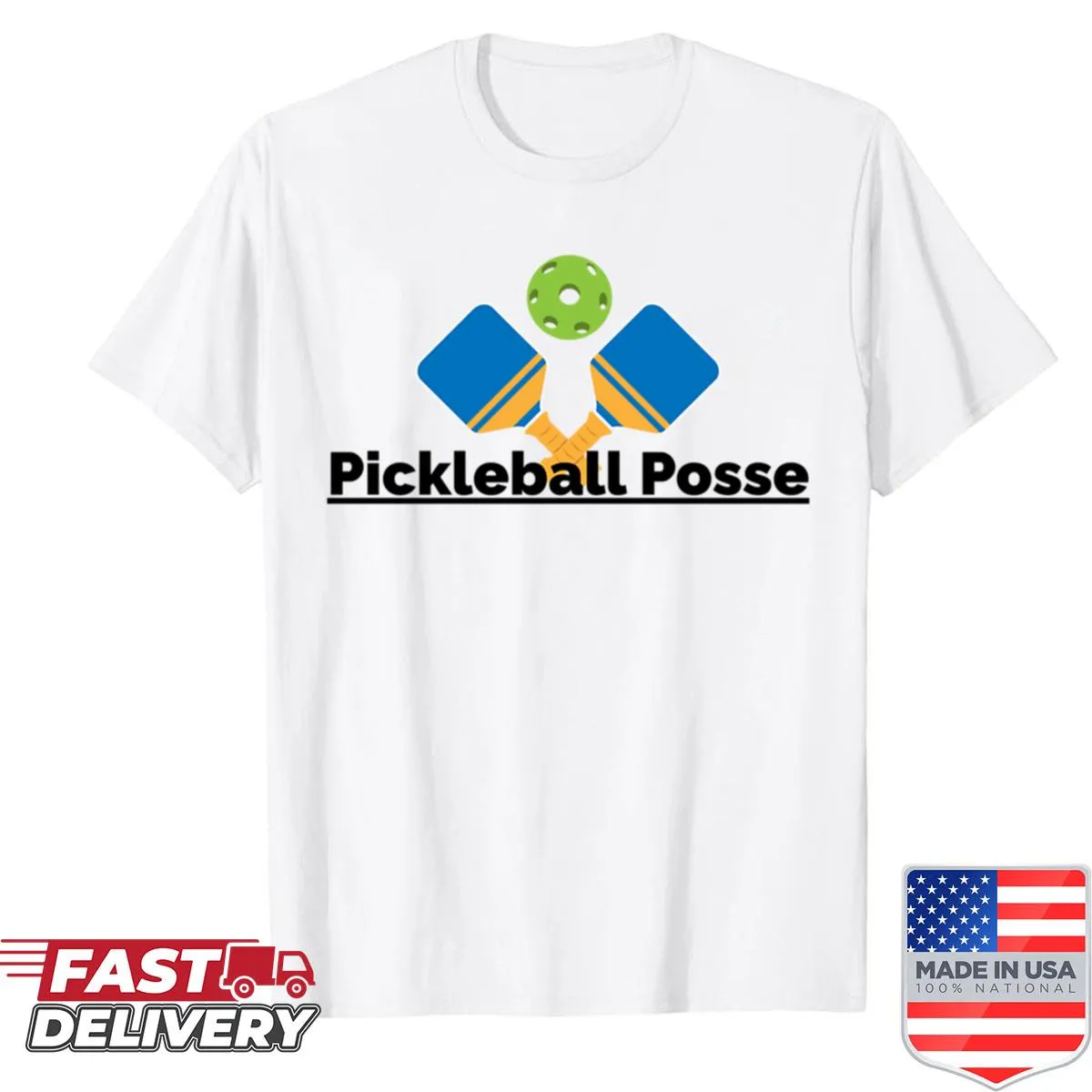 Retro Pickleball Posse graphic t-shirt for team spirit.