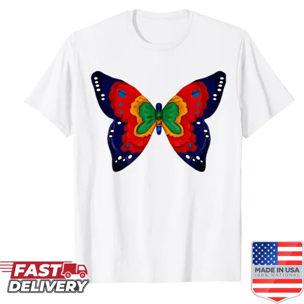 Oversized shirt with a prog rock butterfly illustration