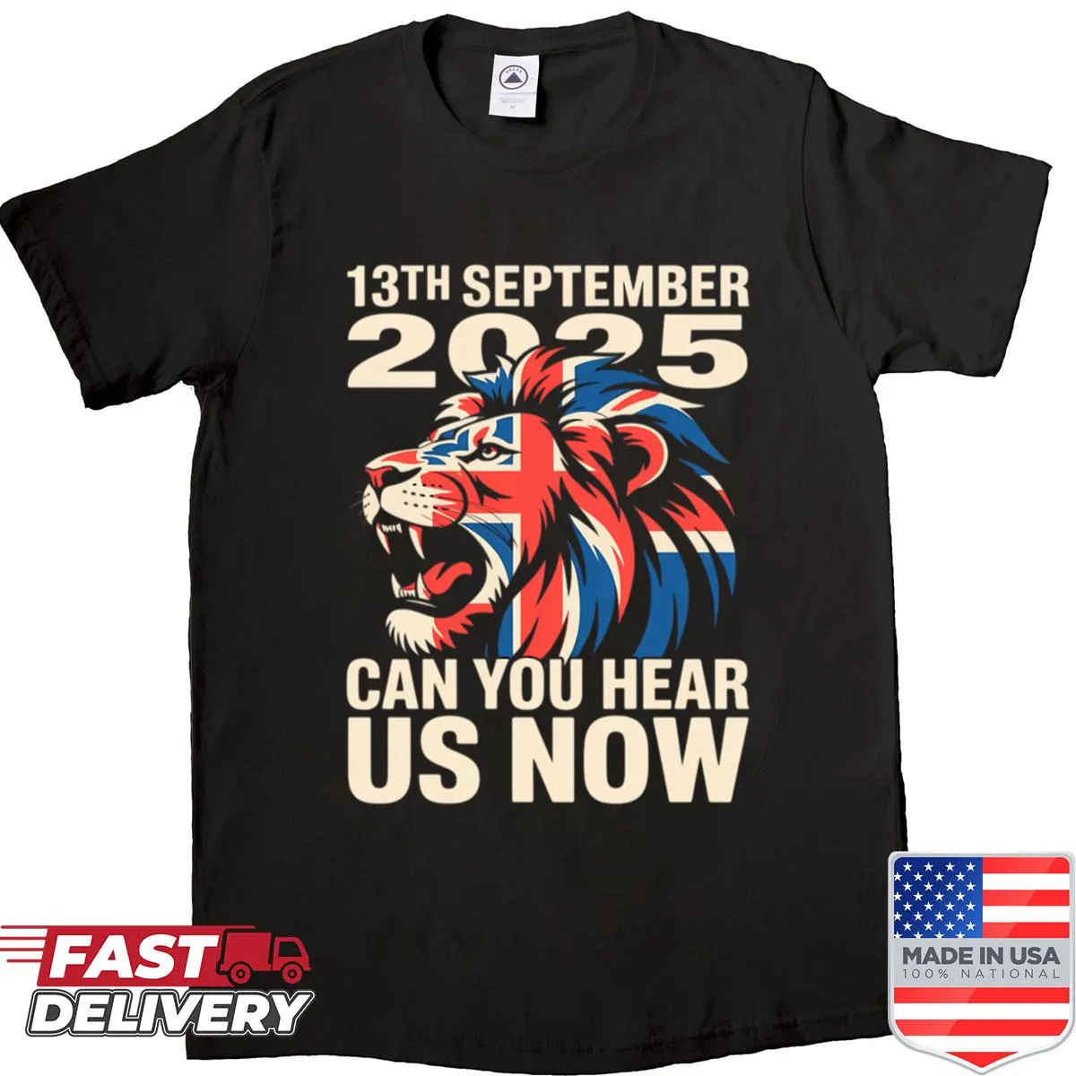 Bold text shirt stating 13th September 2025