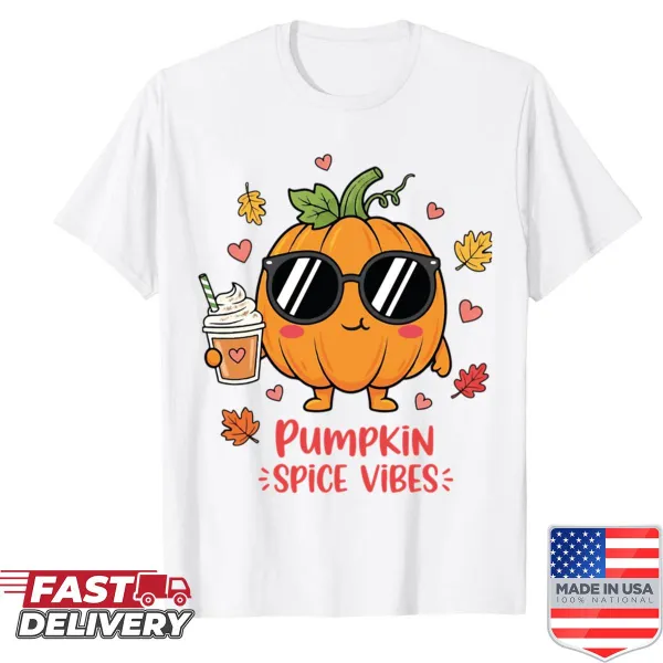 Cute pumpkin spice coffee design on a fall shirt