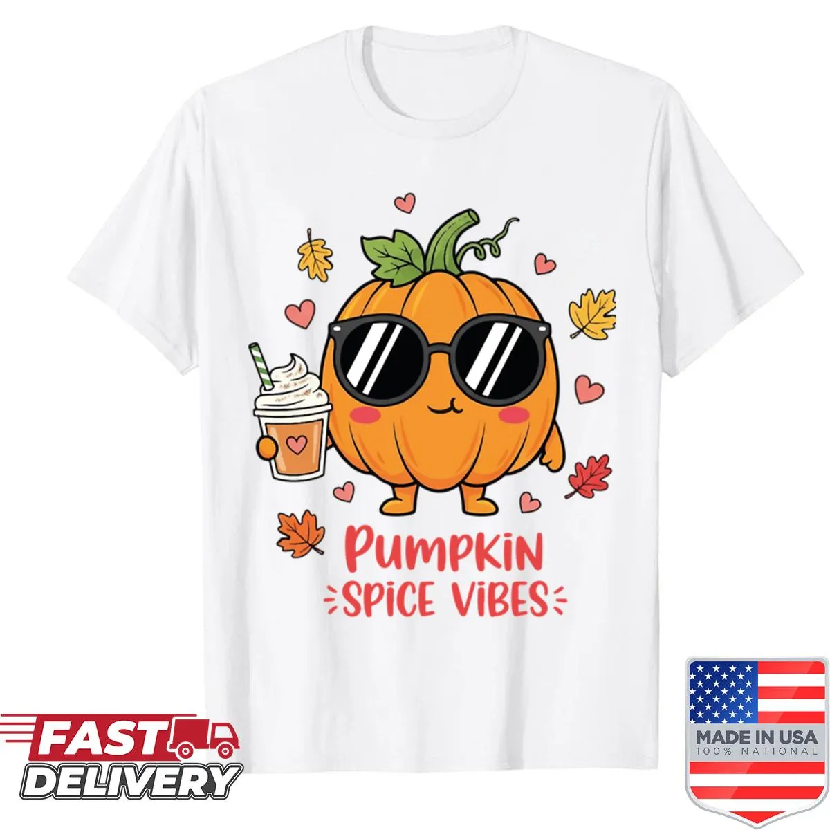 Cute pumpkin spice coffee design on a fall shirt