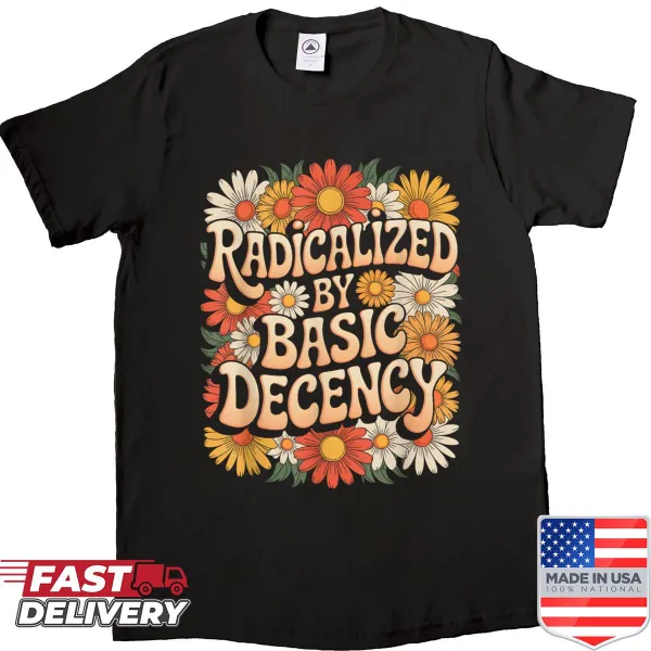 Vintage floral shirt with a quote about basic decency