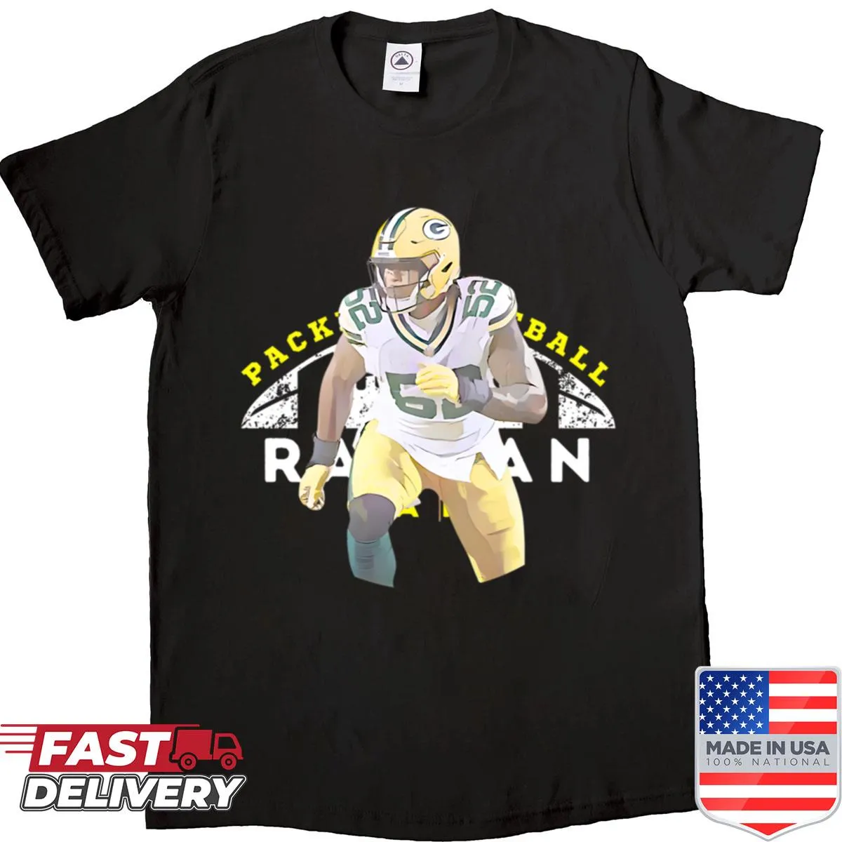 Football art shirt featuring Rashan Gary for Packers fans