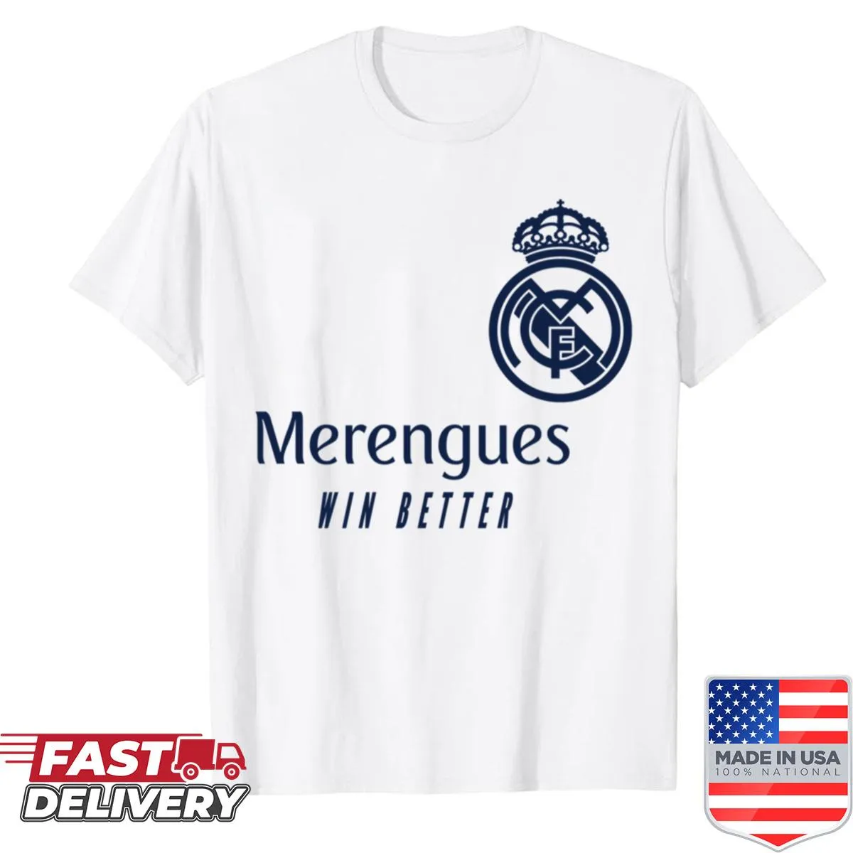 Real Madrid Merengues logo on a fan shirt