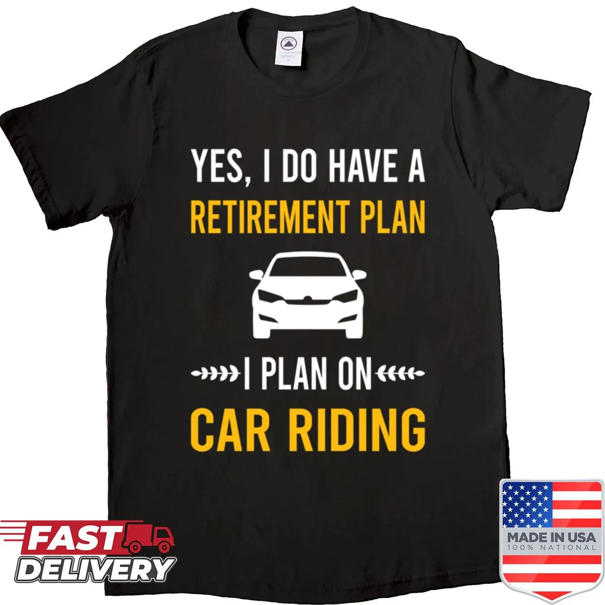Illustration of a classic car on a Retirement Plan shirt