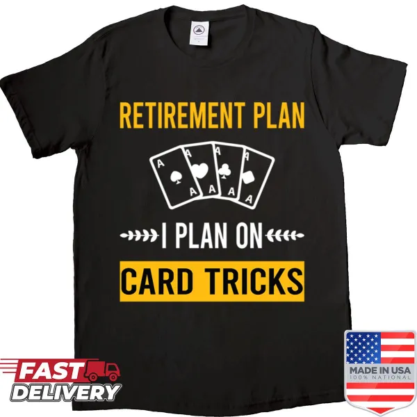 Card game themed retirement shirt with playing card illustrations